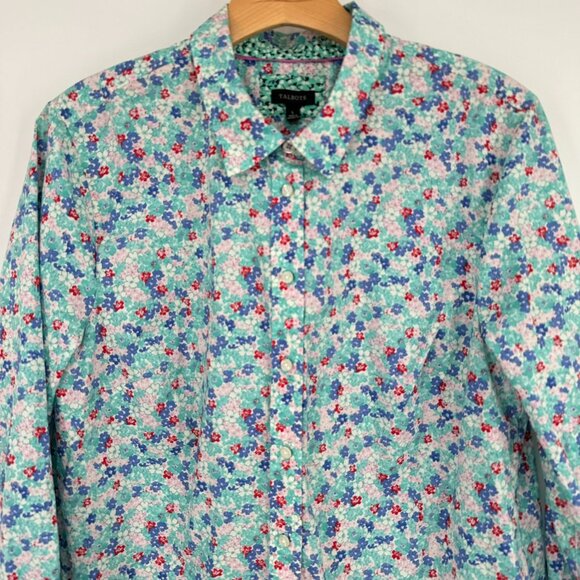 Talbots blouse Womens Button Down Floral Shirt size Large Cotton Long Sleeve - Picture 4 of 11